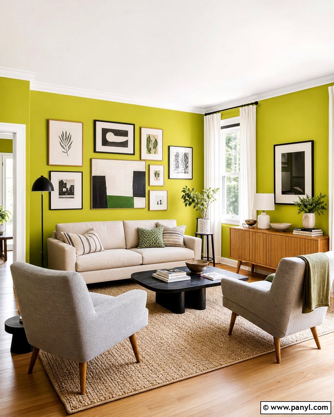 Lime Green Walls With A Gallery Wall - 35 Lime Green Walls