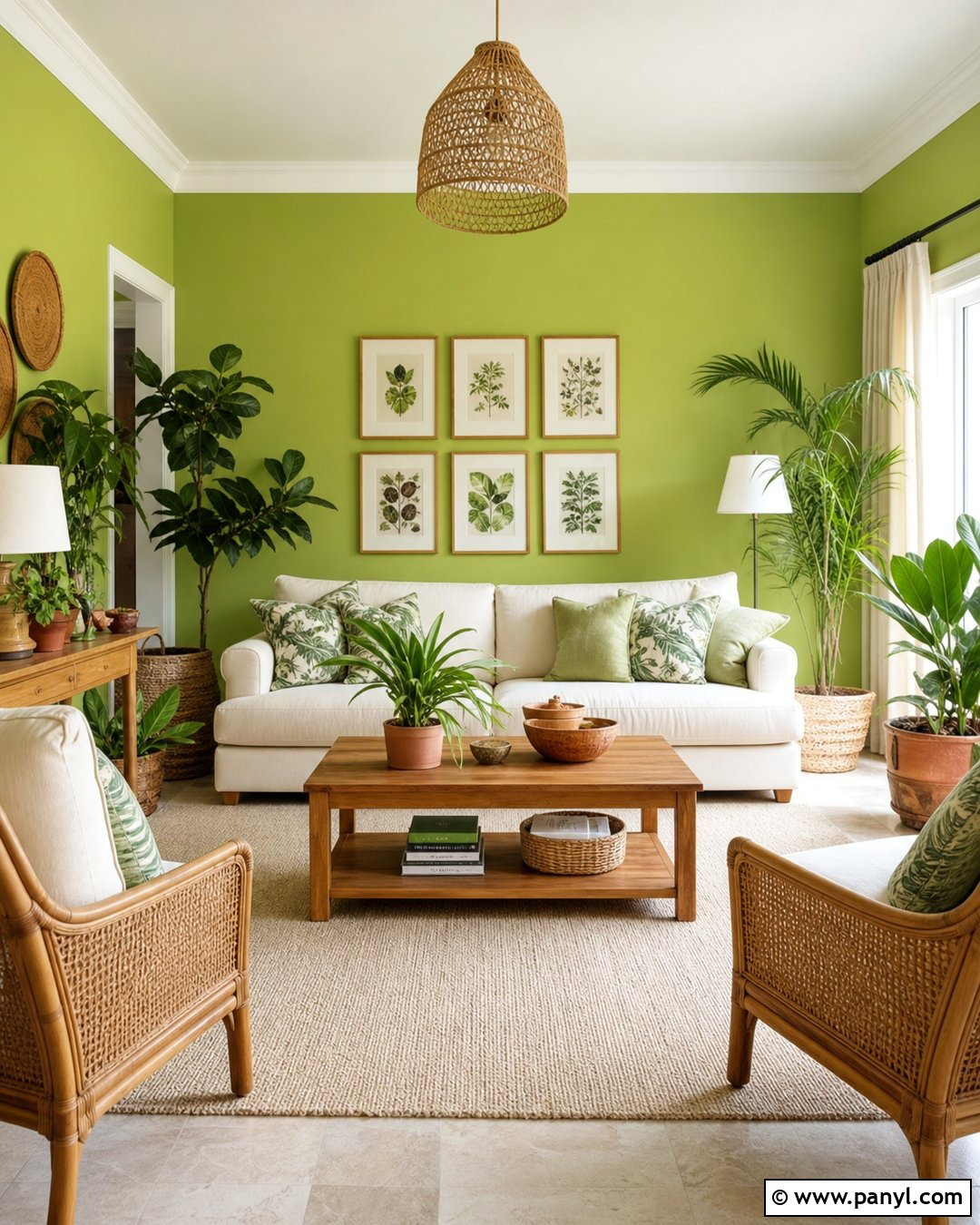 Lime Green Walls With Botanical Decor - 35 Lime Green Walls
