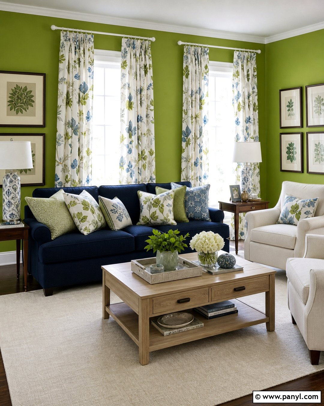 Lime Green Walls With Patterned Curtains - 35 Lime Green Walls