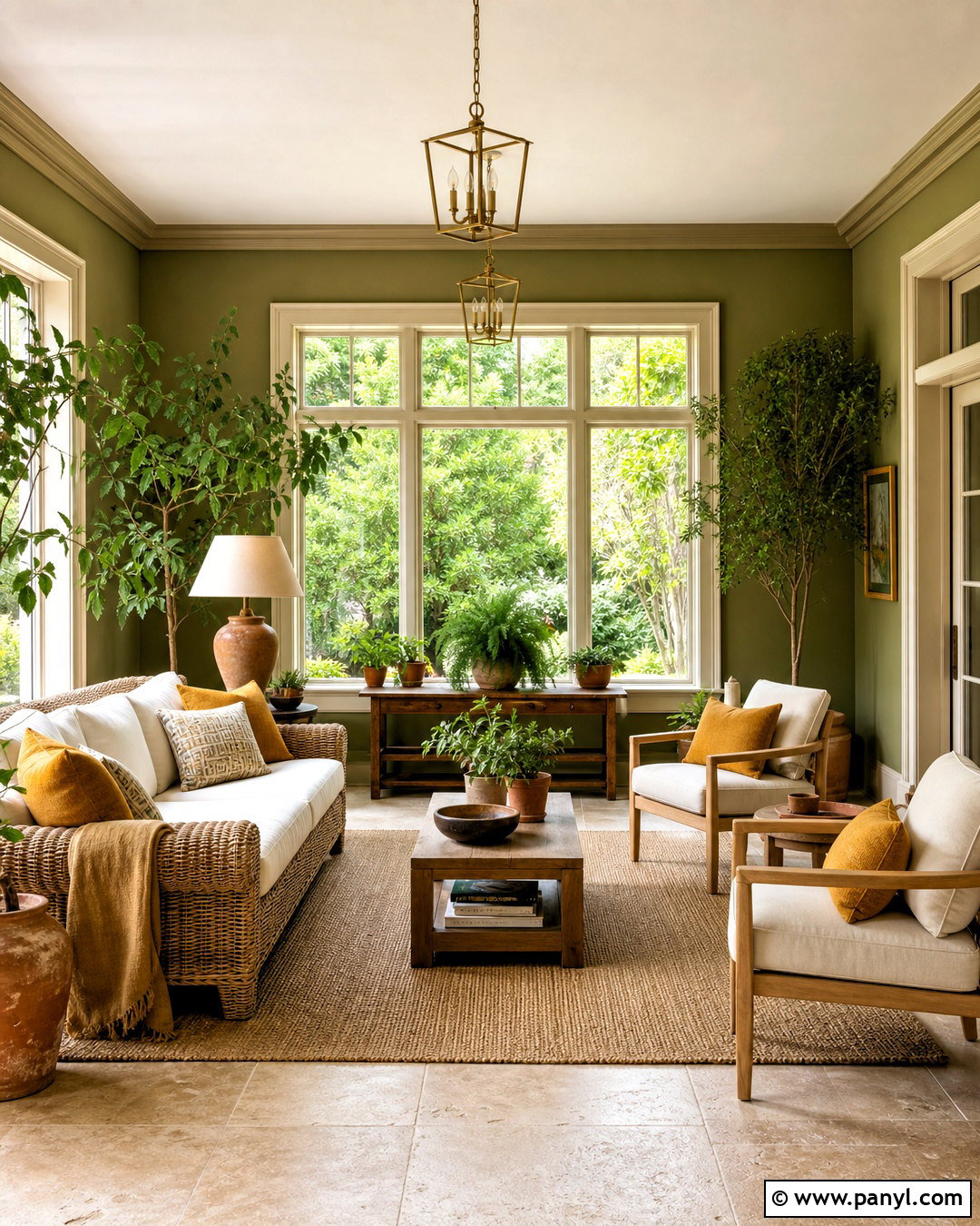 Limestone Floor And Olive Green Walls - 20 floor and wall color combinations