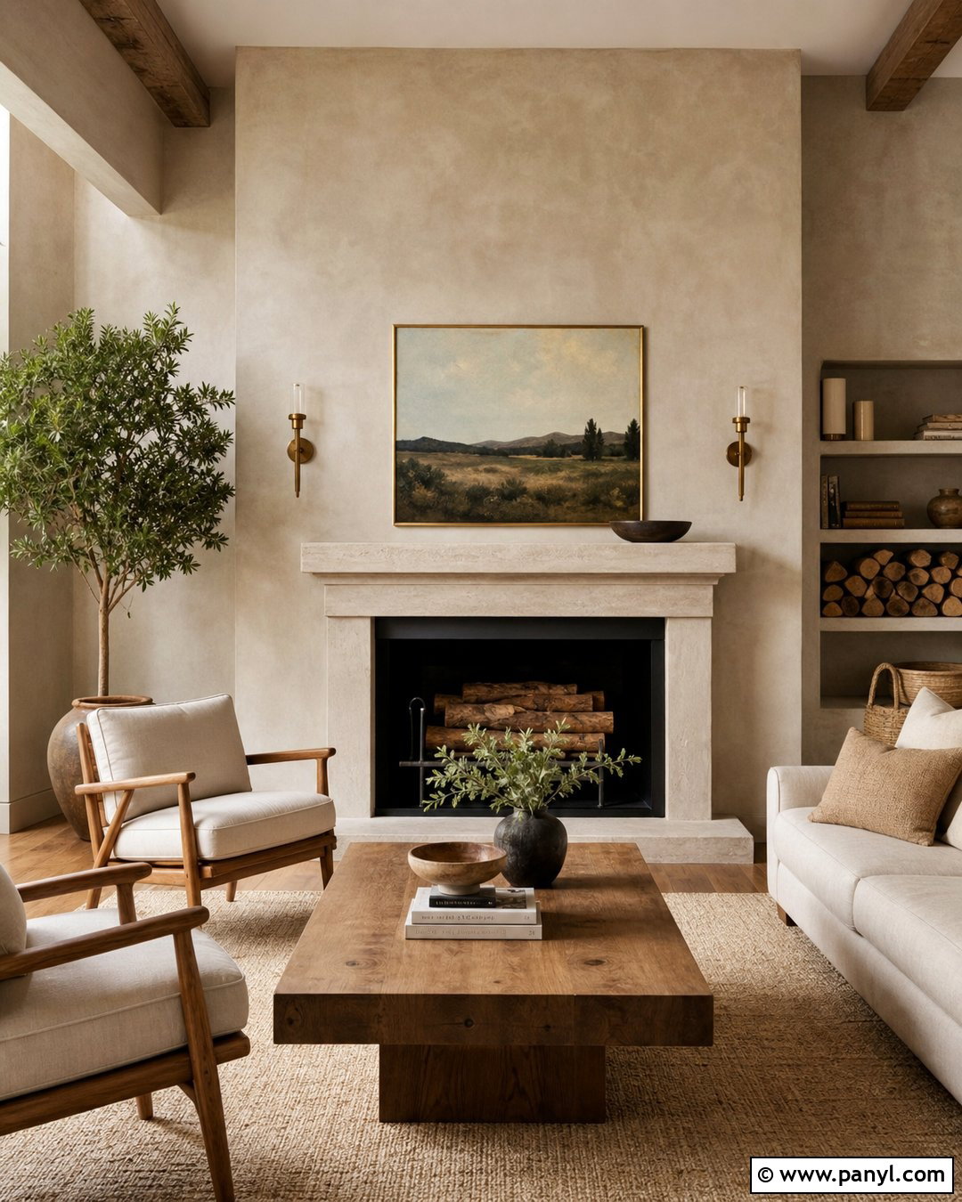Limestone Limewash Fireplace Wall - 35 limewash accent wall ideas