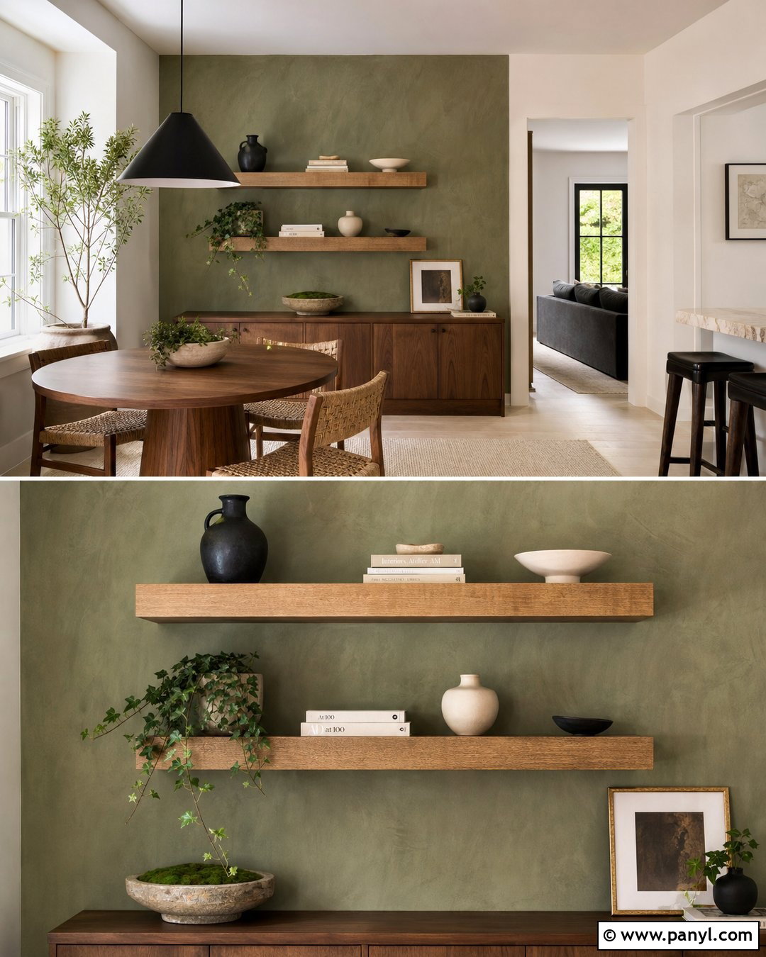 Limewash Accent Wall With Floating Shelves - 35 limewash accent wall ideas