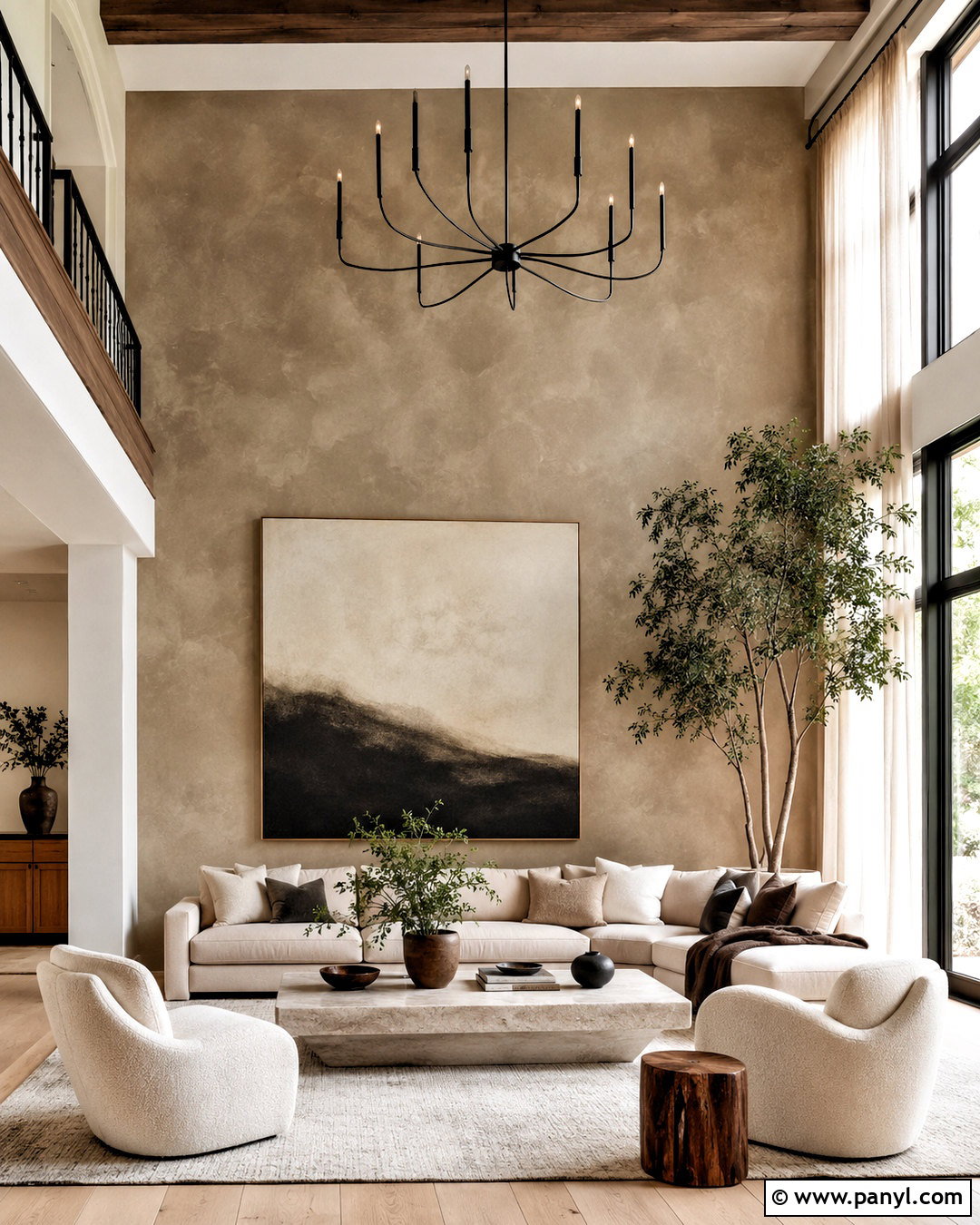 Limewash Accent Wall - 35 tall accent wall high ceilings