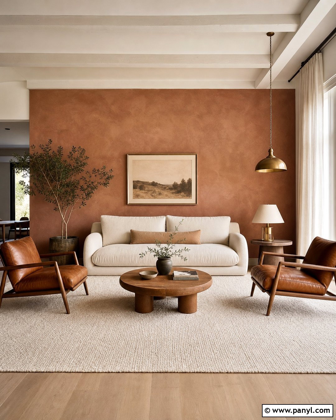 Limewash Contrast Wall Living Room - 30 Contrast Wall Ideas