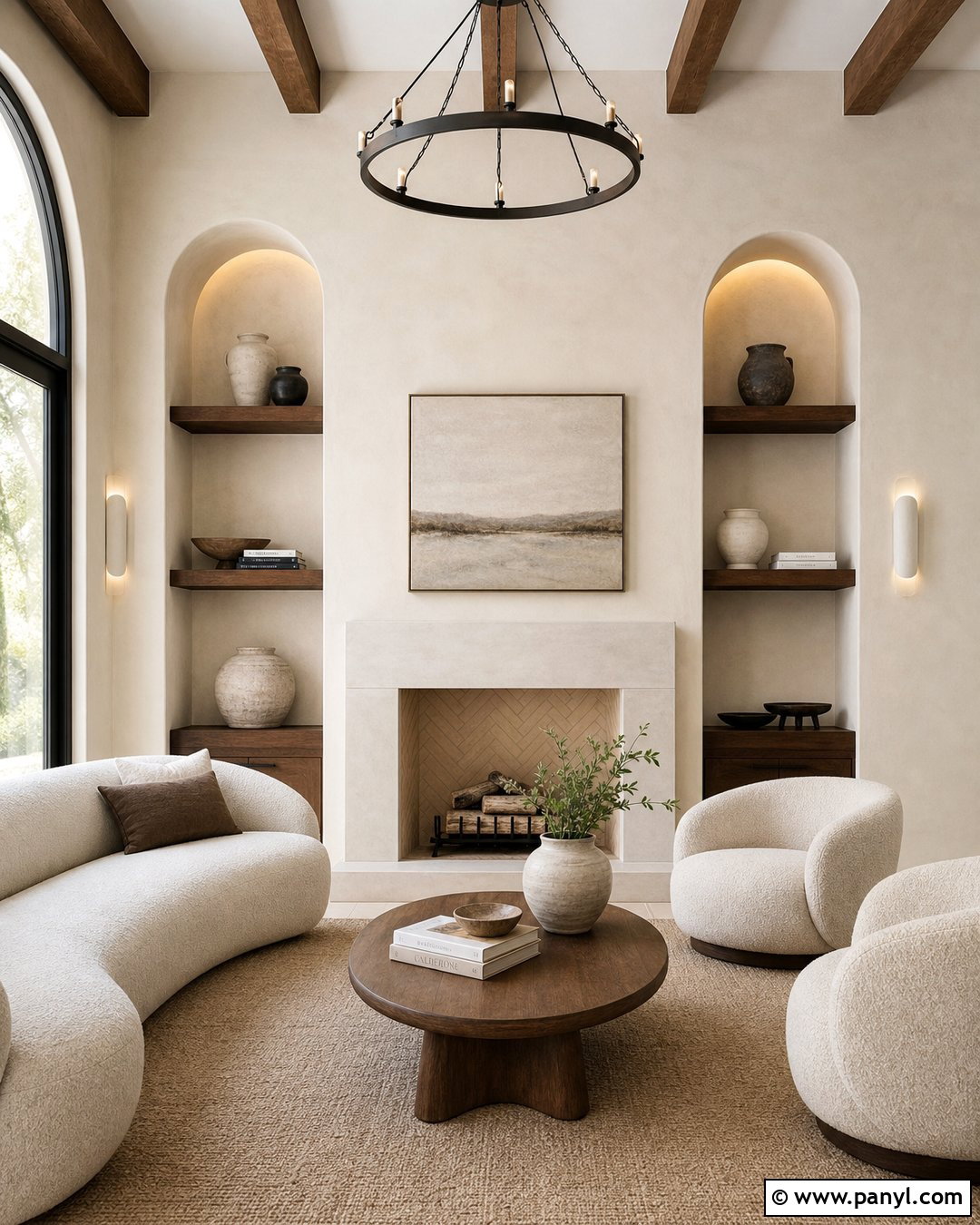 Limewash Fireplace With Arched Alcoves - 20 Limewash Paint Fireplace Wall Ideas