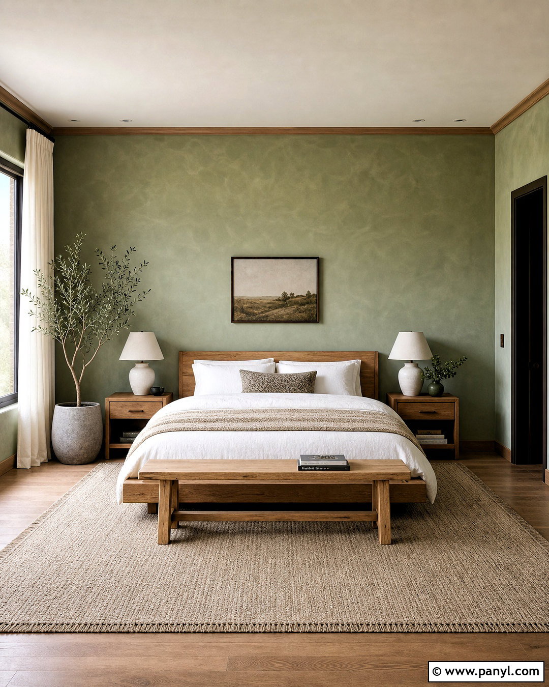 Limewash Green Bedroom - 20 green interior paint ideas