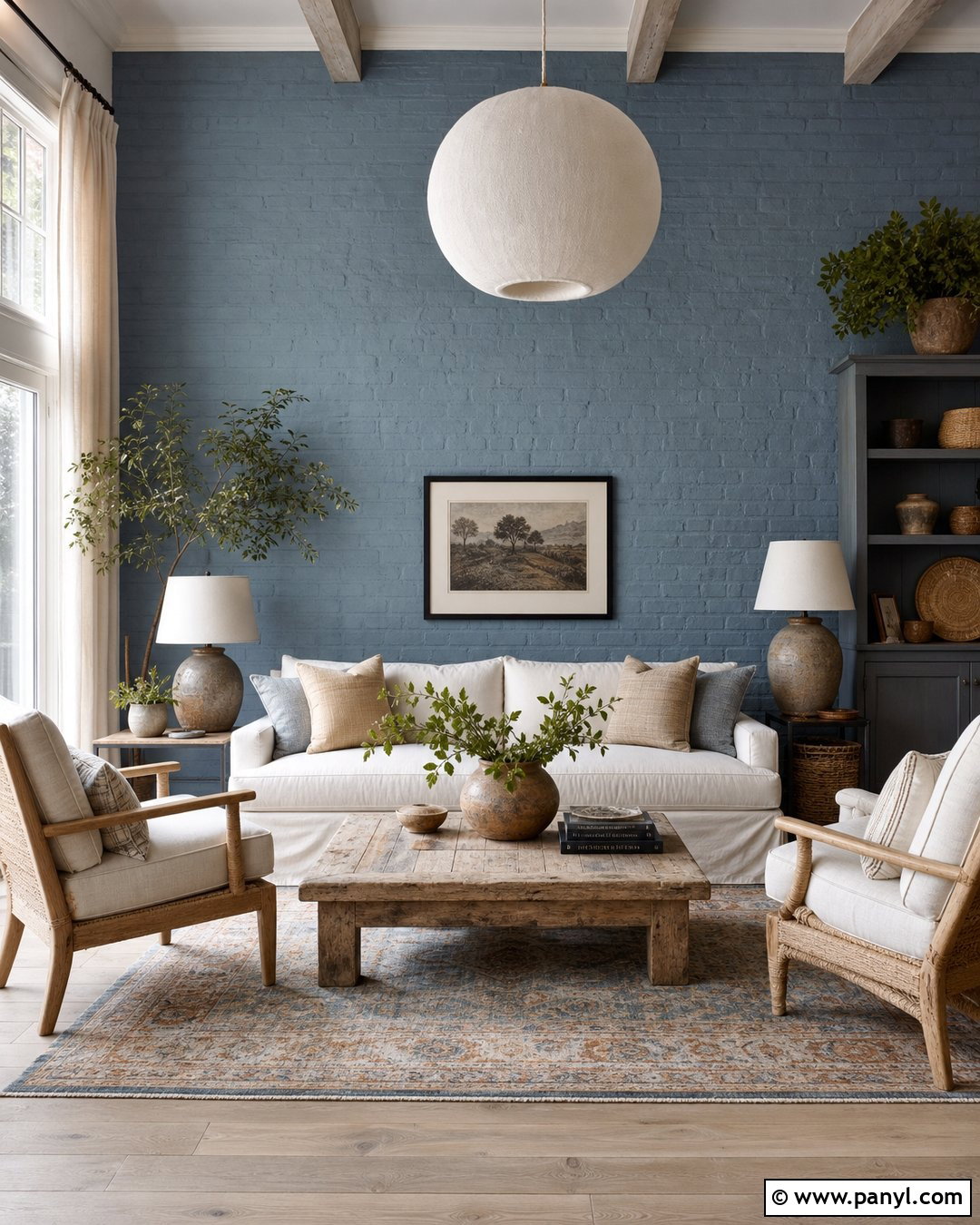 Limewashed Blue Painted Brick Wall - 20 Blue Painted Brick Wall Ideas