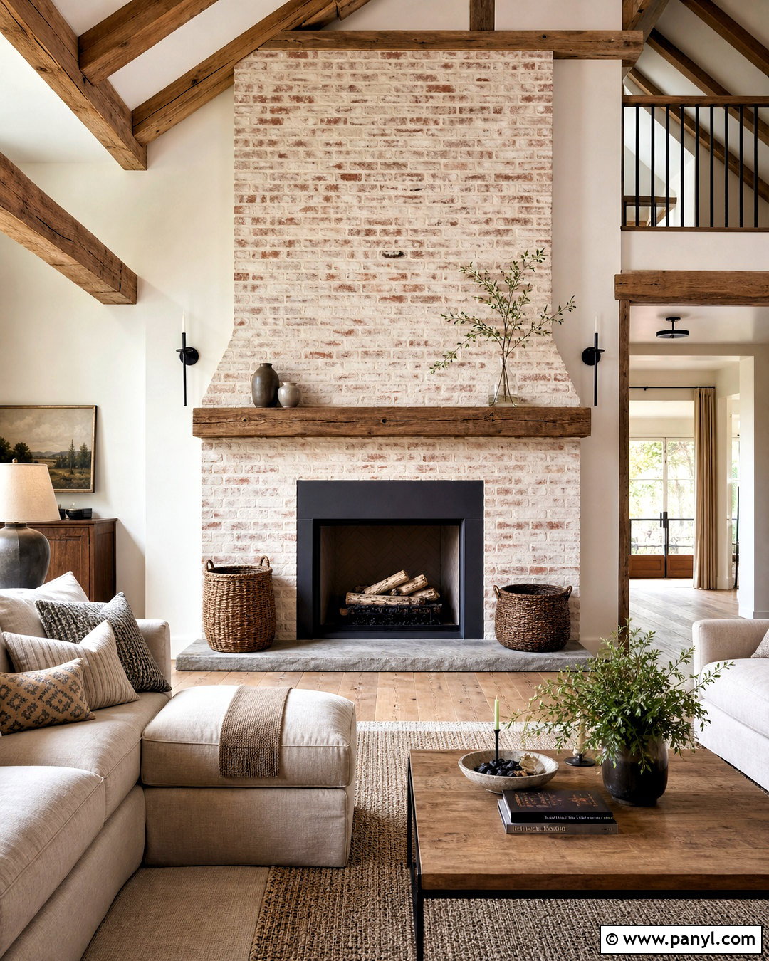 Limewashed Brick Fireplace - 20 full wall brick fireplace makeover ideas