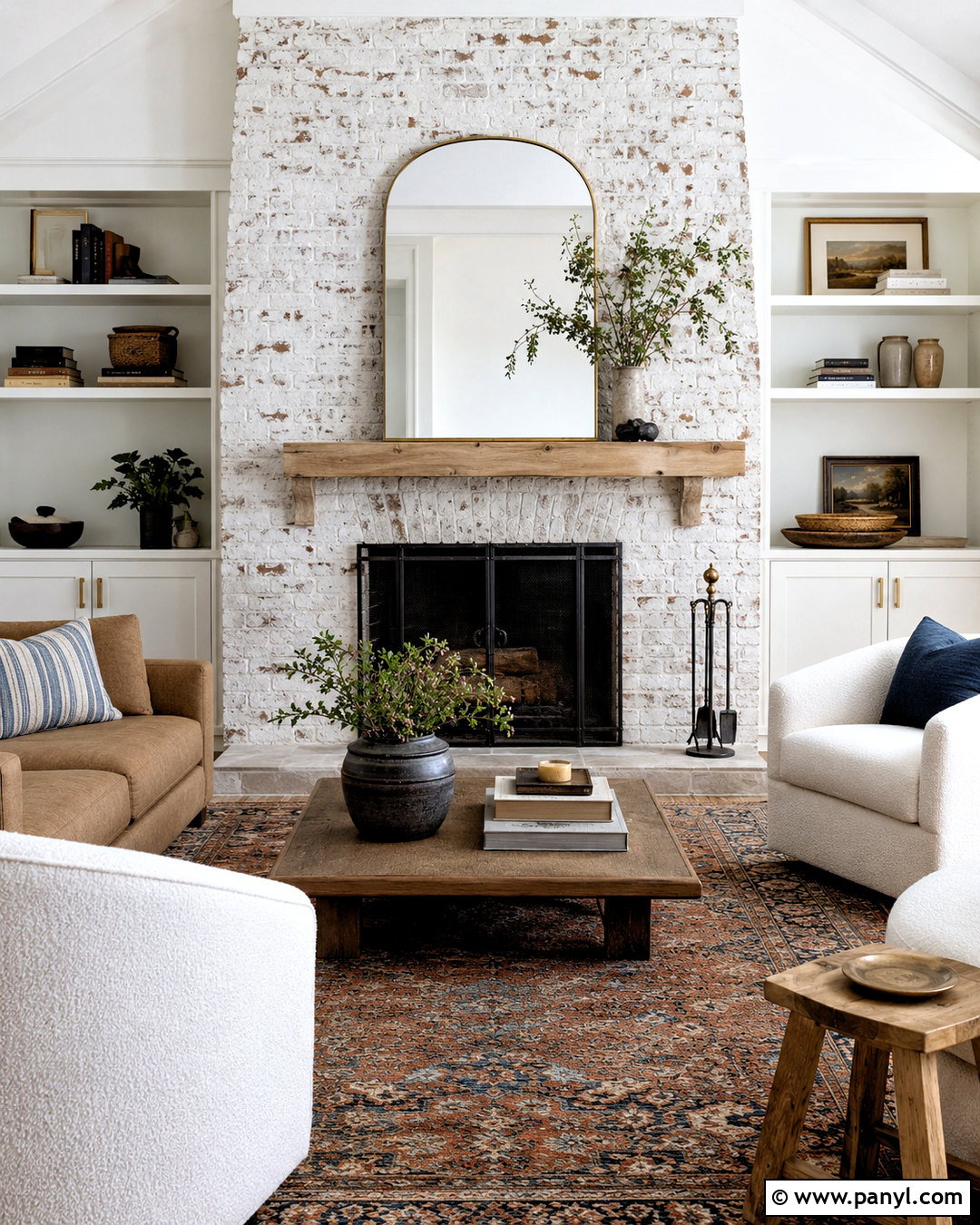 Limewashed Brick Fireplace - 20 painted brick fireplace makeover ideas