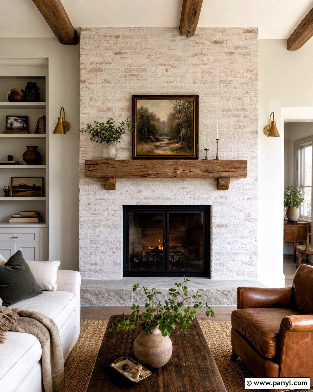 Limewashed Brick Fireplace - 20 updating fireplace brick ideas