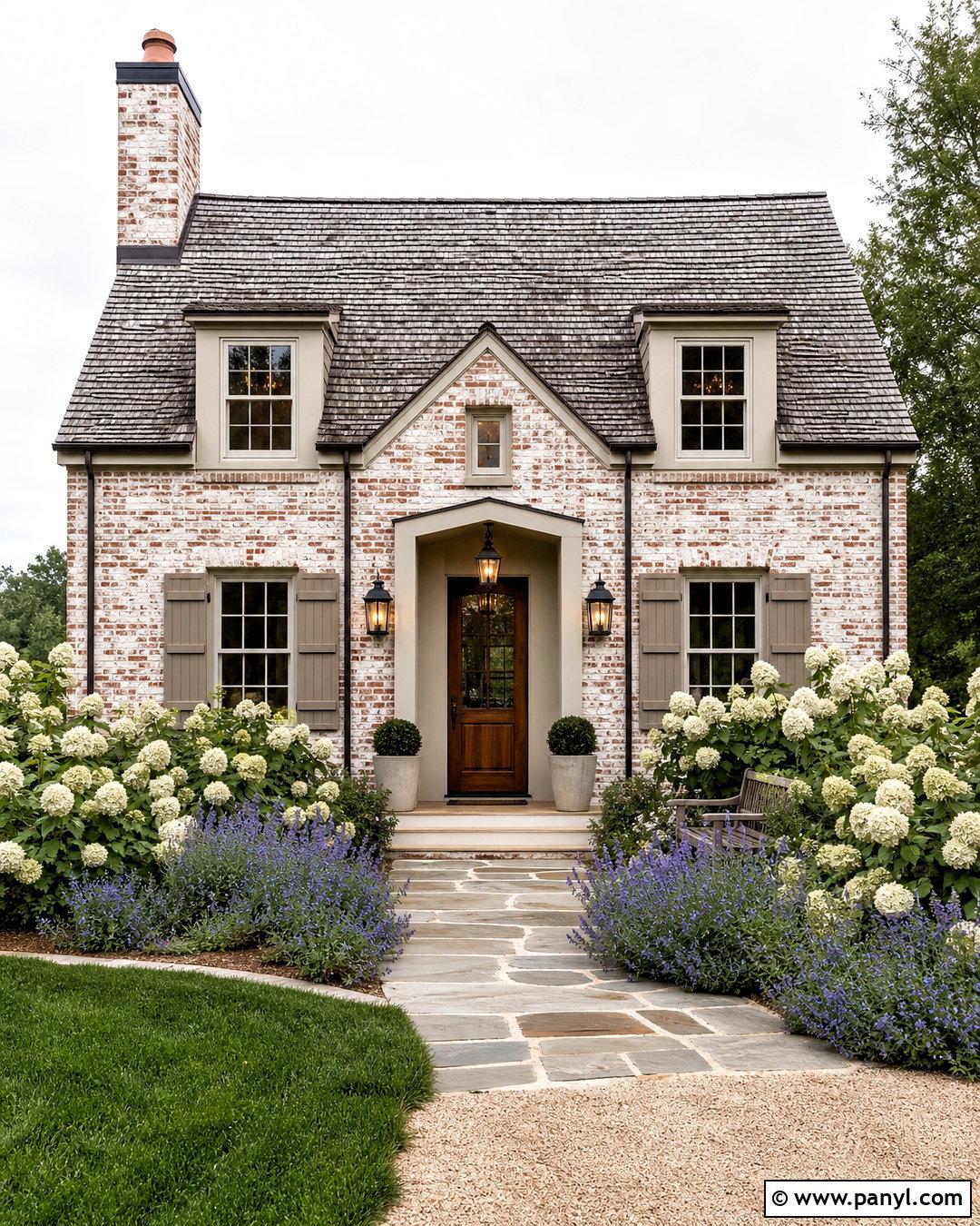 Limewashed Red Brick House - 20 red brick house exterior makeover ideas