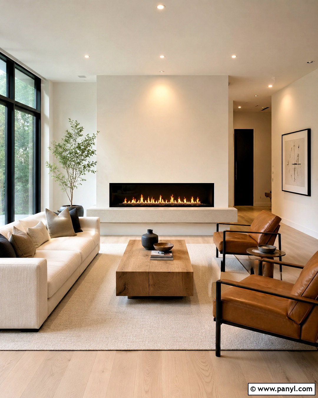 Linear Fireplace Wall - 20 modern fireplace ideas