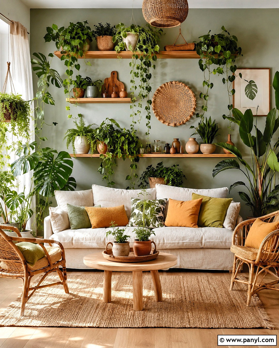Living Plant Boho Accent Wall - 20 boho accent wall ideas