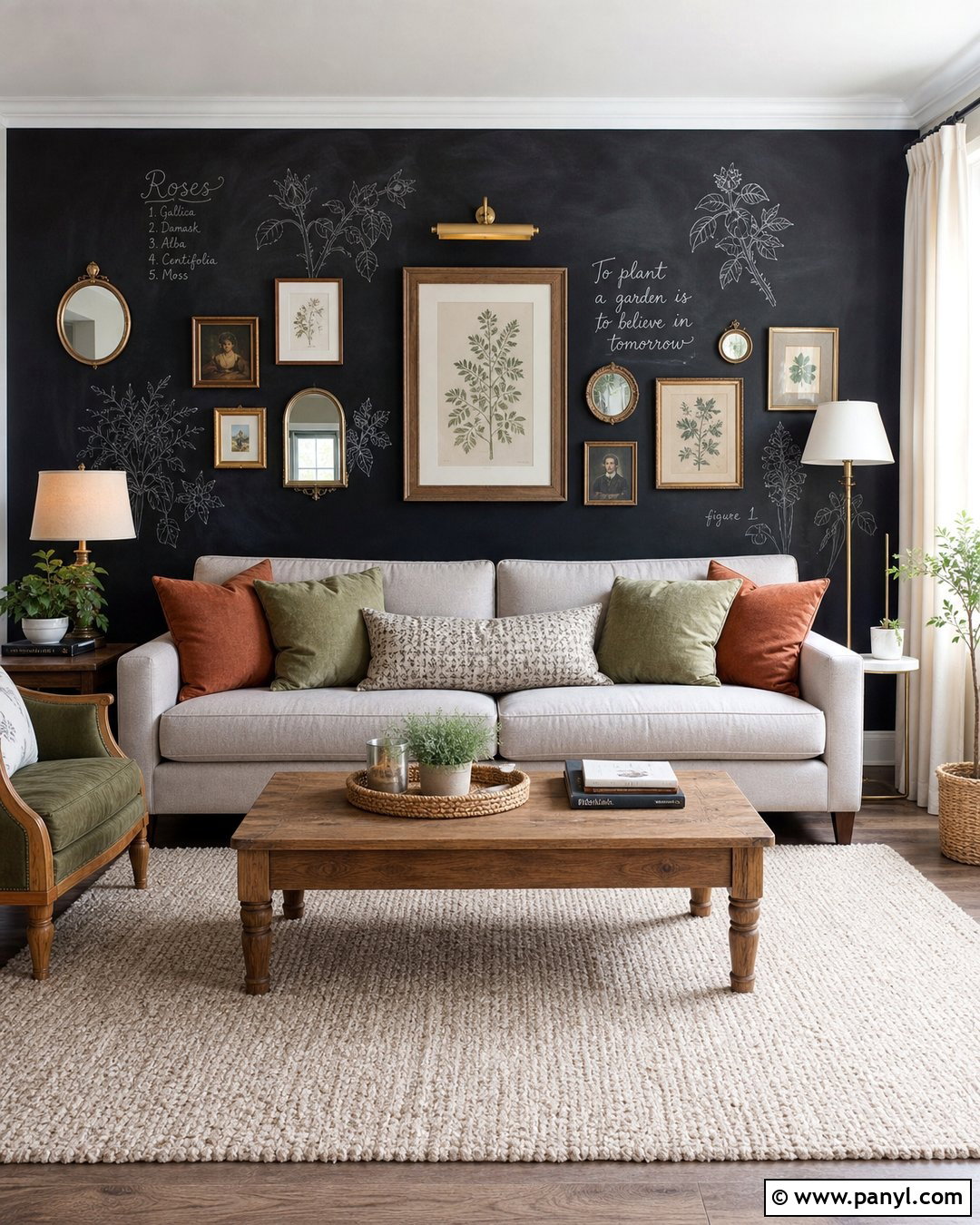 Living Room Chalkboard Gallery Wall - 20 Chalkboard Painted Wall Ideas
