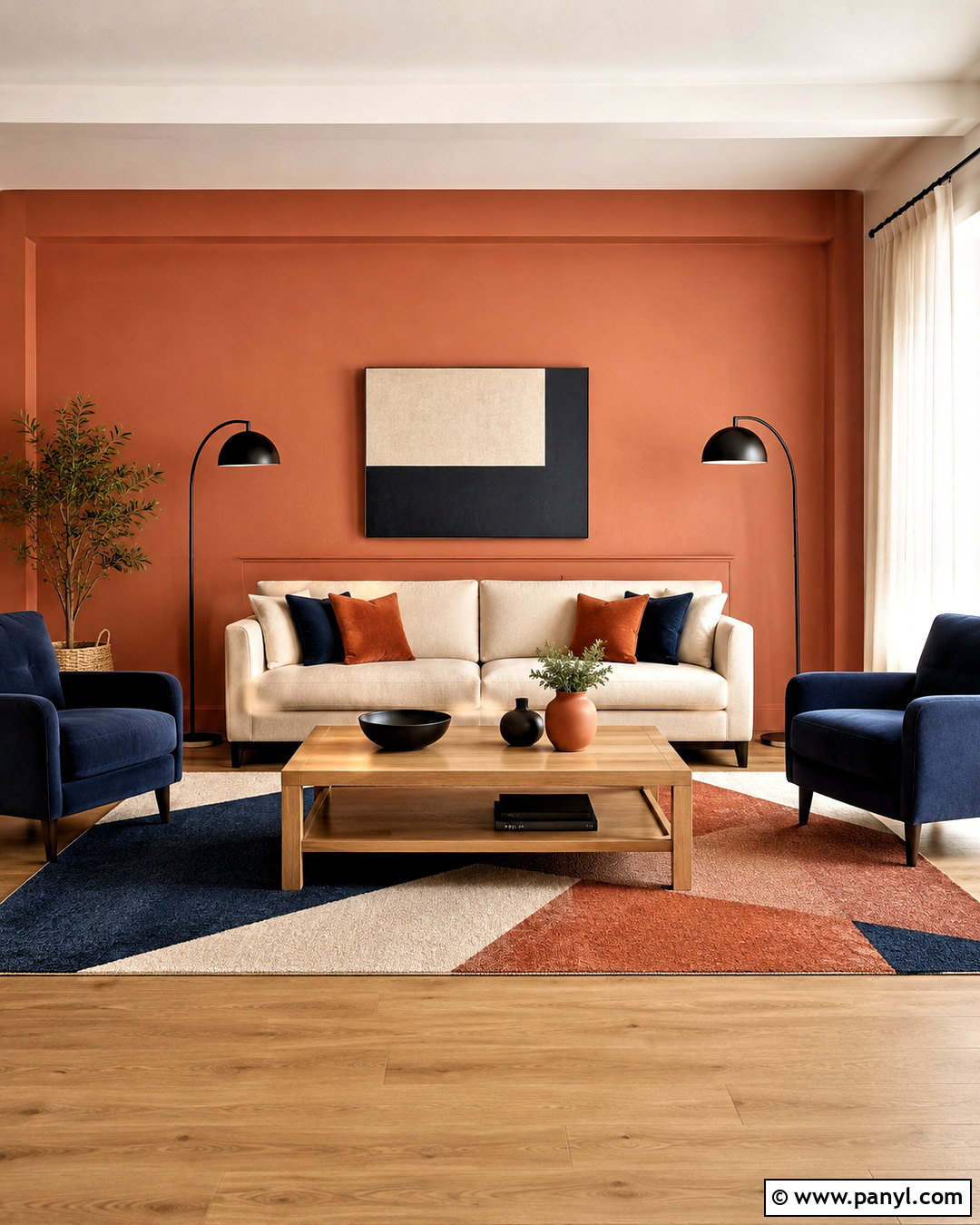 Living Room Color Block Wall - 20 color block interior design ideas