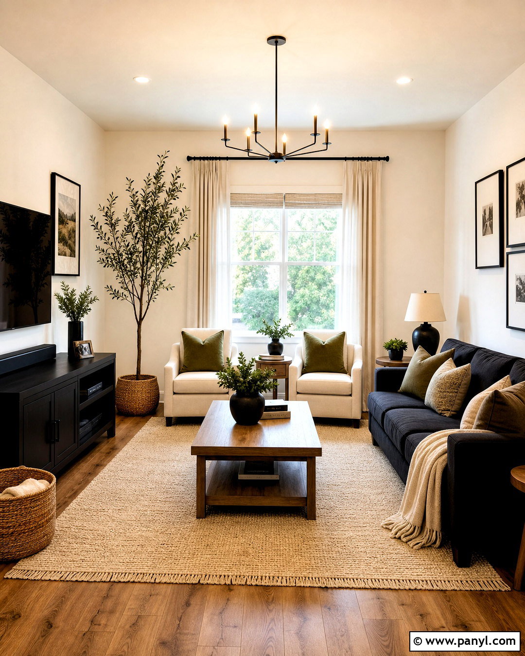 Living Room With Black Furniture And Warm White Walls - 20 room with black furniture ideas