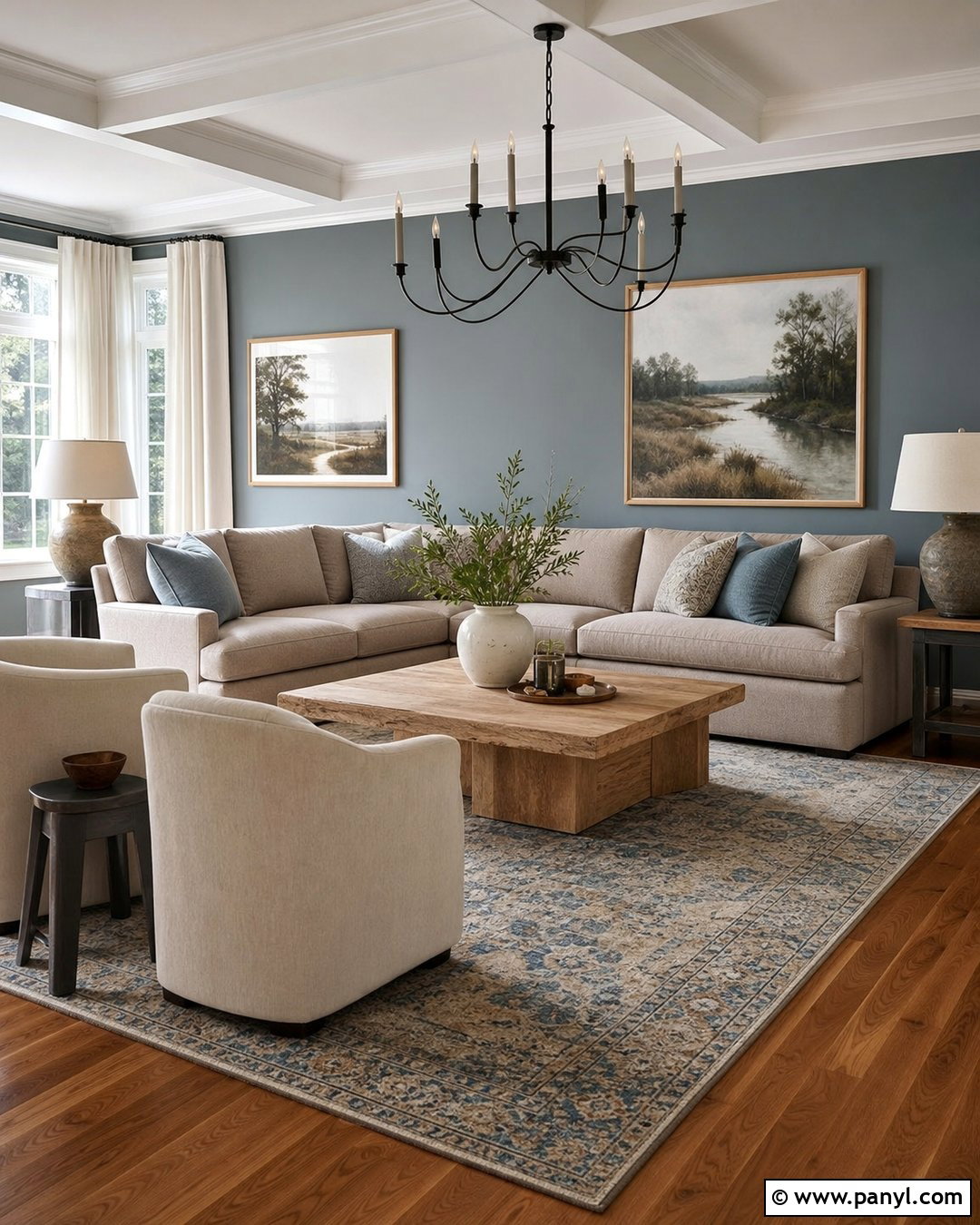 Living Room With Blue Gray Walls - 35 room with blue walls