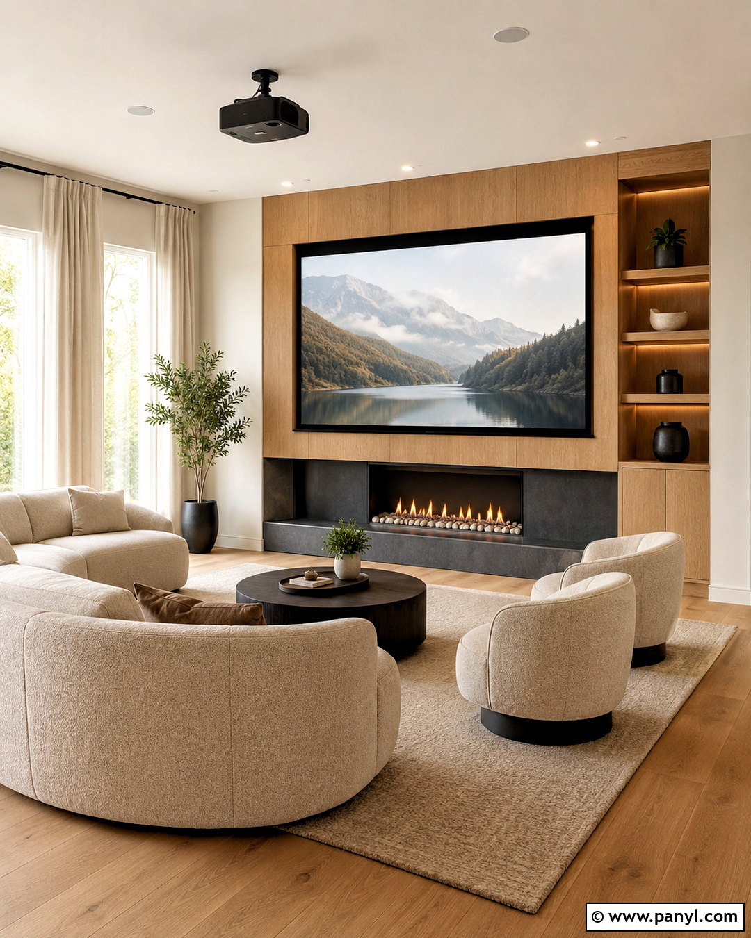 Living Room With Fireplace And Projector - 20 living room with projector ideas