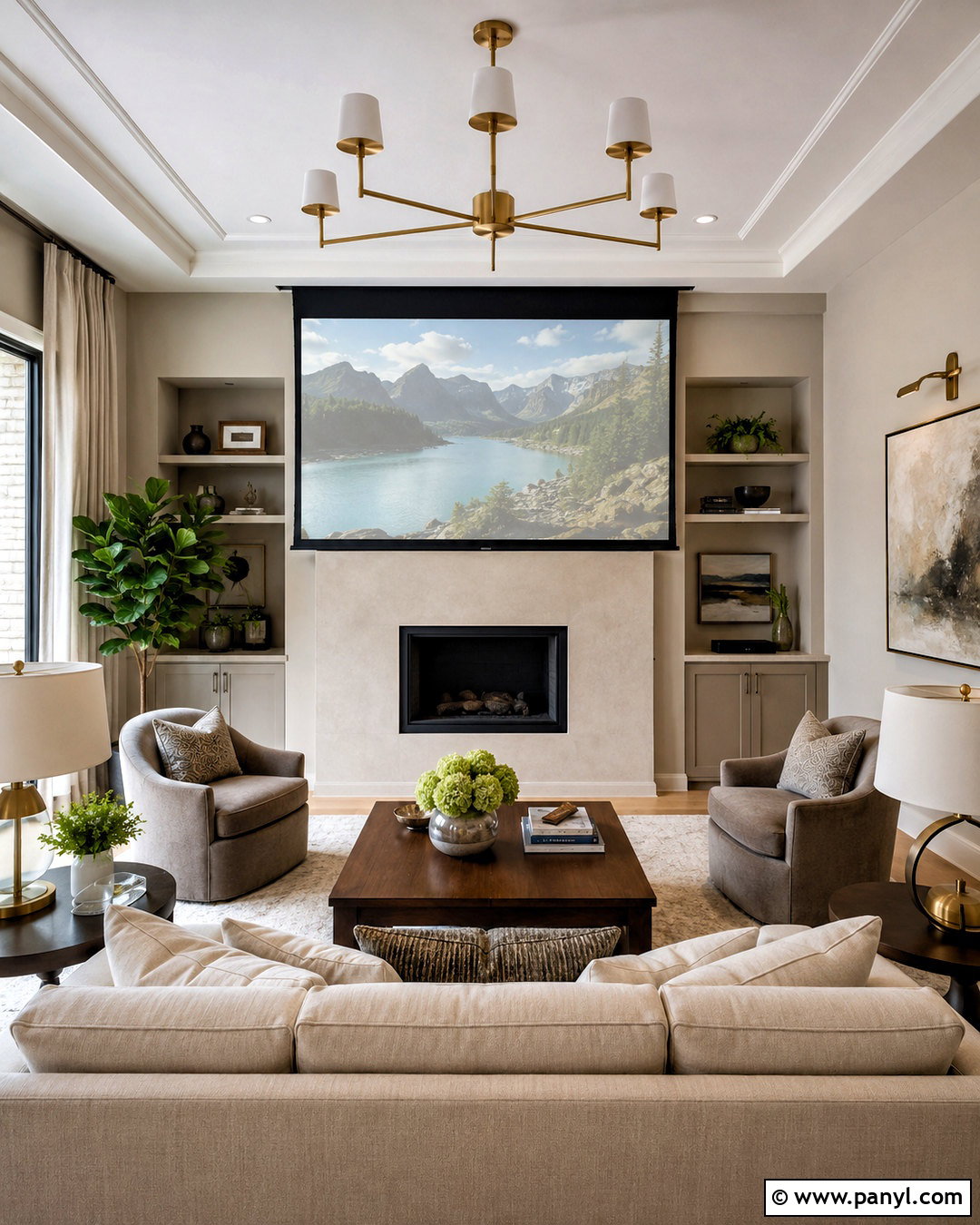 Living Room With Hidden Projector Screen - 20 living room with projector ideas