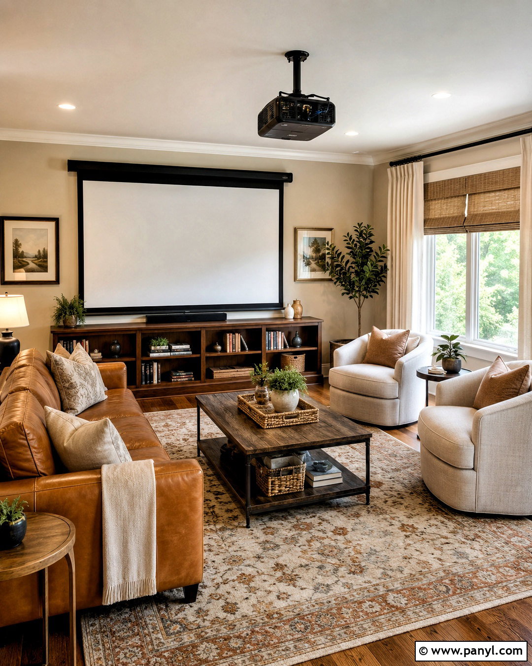 Living Room With Retractable Projector Screen - 20 living room with projector ideas