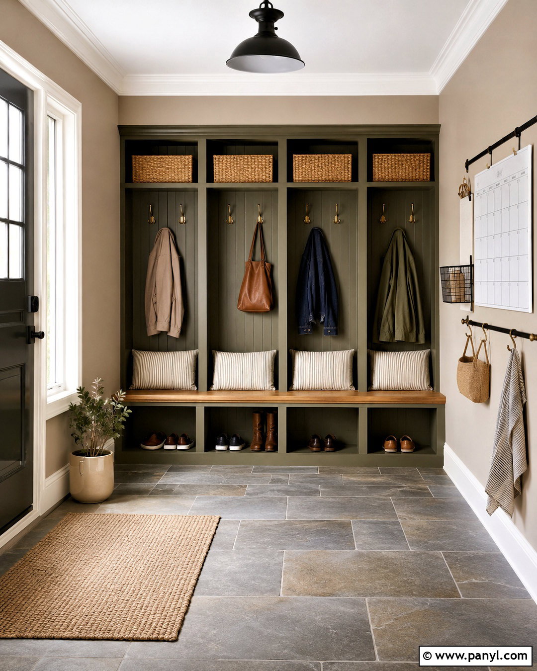 Loggia Mudroom With Olive Built-Ins - 20 loggia sherwin williams ideas