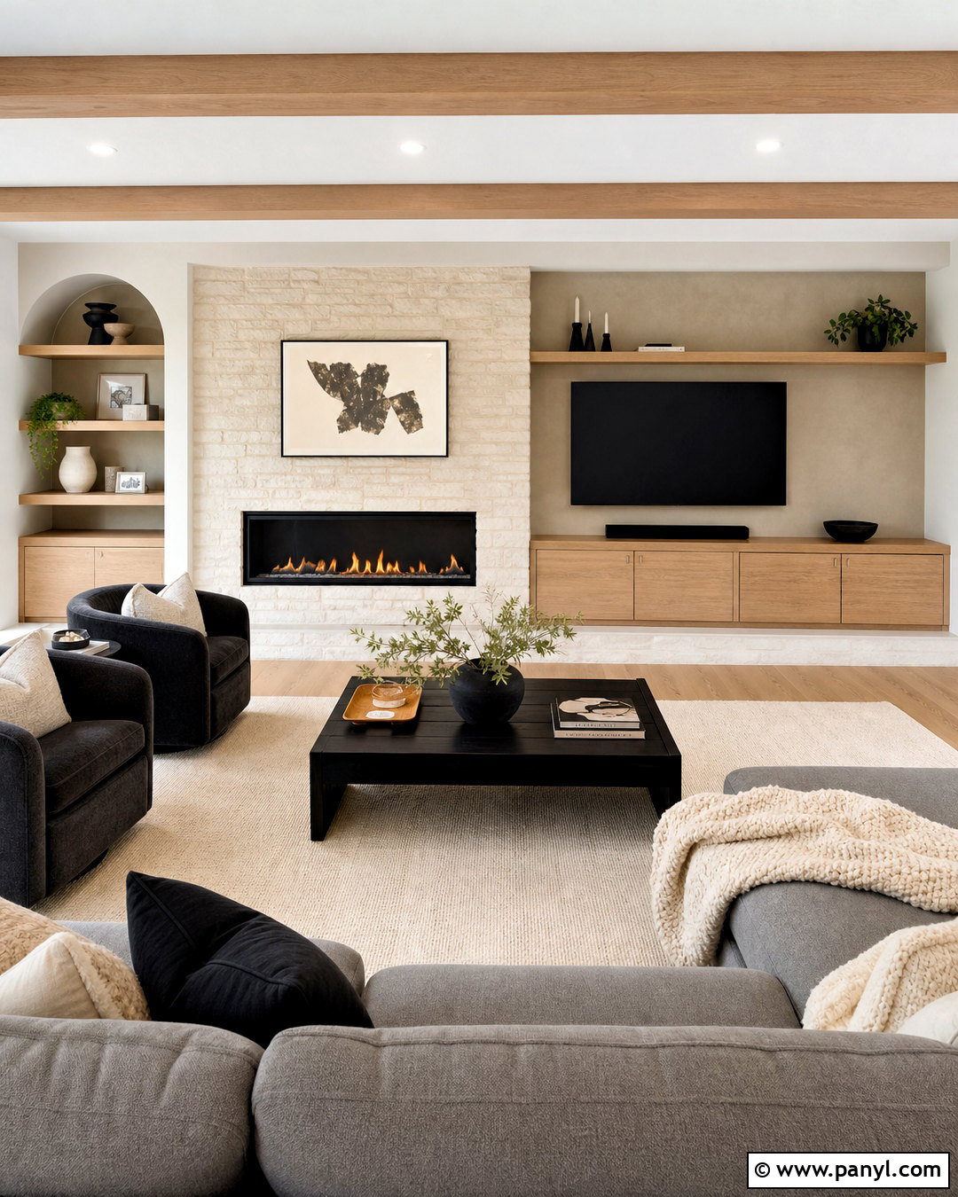 Low Fireplace Wall With Side TV - 20 fireplace wall ideas with tv ideas