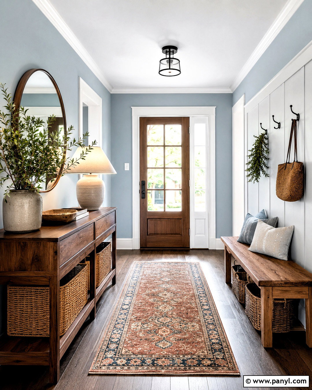 Lullaby Entryway With Warm Wood - 20 lullaby sherwin williams ideas