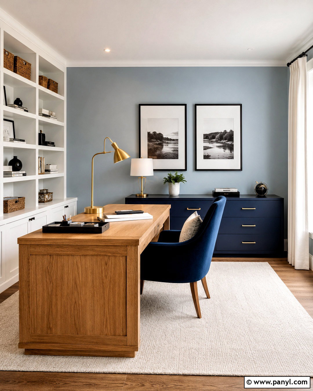 Lullaby Home Office With Navy Accents - 20 lullaby sherwin williams ideas
