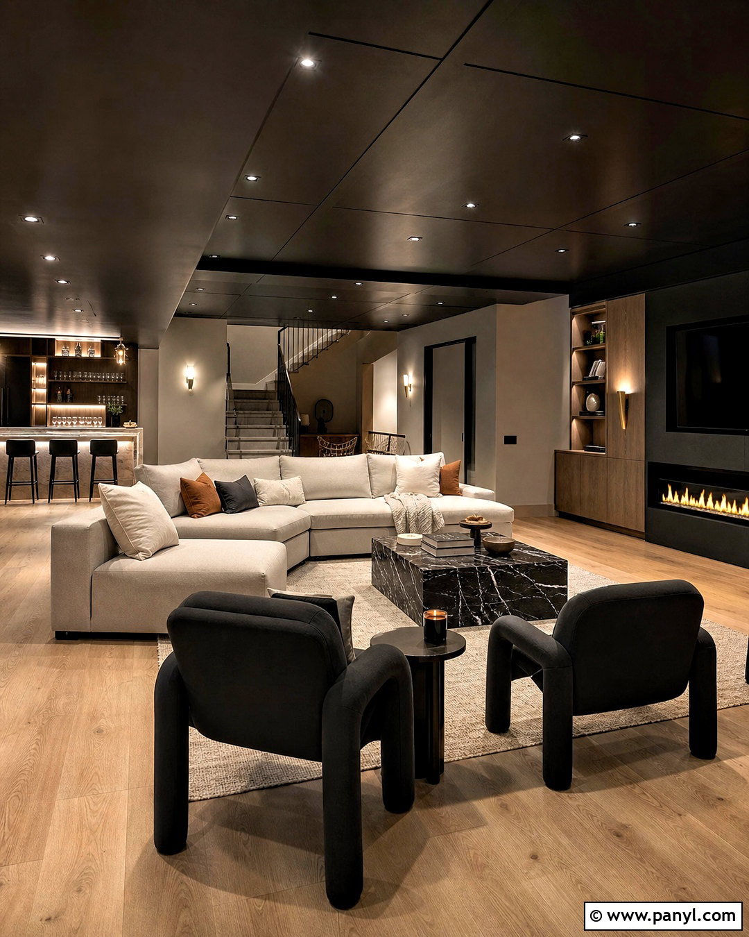 Luxury Basement With Black Ceiling - 20 basement with black ceiling ideas