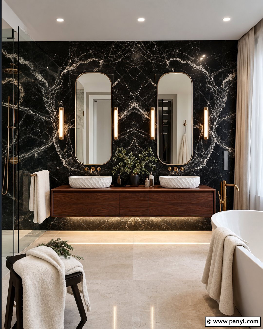 Luxury Black Accent Wall Bathroom - 35 Black Accent Wall Bathroom Ideas