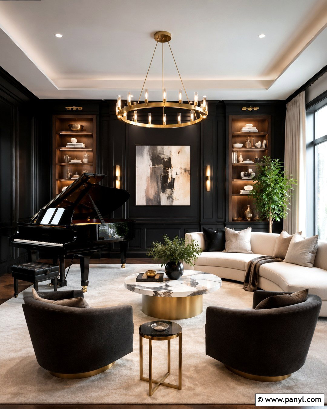 Luxury Black Wall Music Room - 20 Black Wall Music Room Ideas