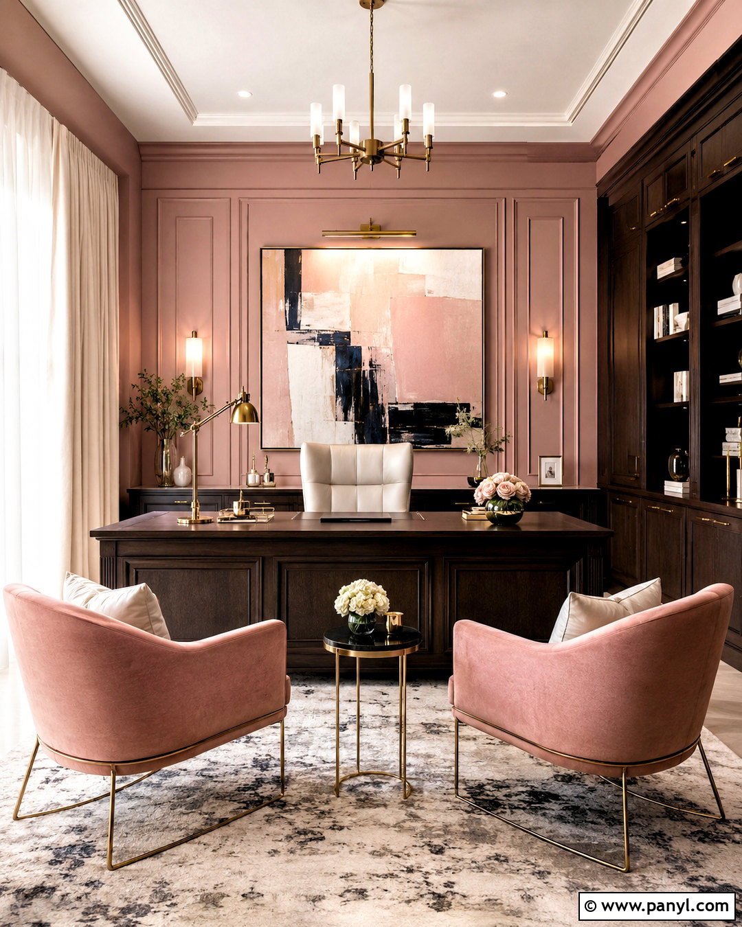 Luxury Blush Pink Executive Office - 20 blush pink office ideas