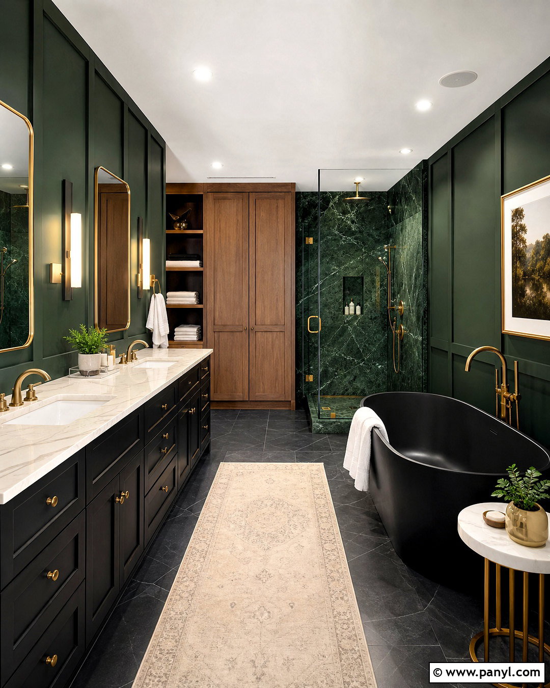 Luxury Dark Green And Black Primary Bathroom - 20 dark green and black bathroom ideas