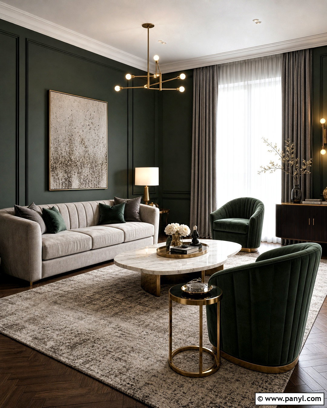 Luxury Dark Green and Grey Living Room - 20 dark green and grey living room ideas