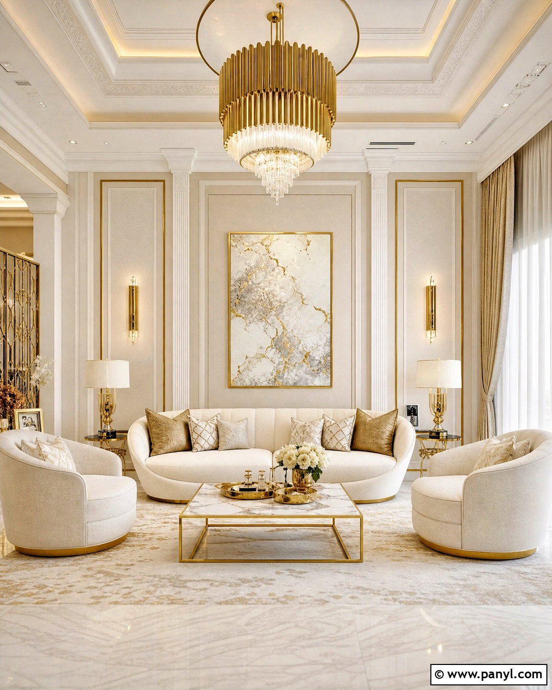 Luxury Gold And White Living Room - 20 gold and white living room ideas