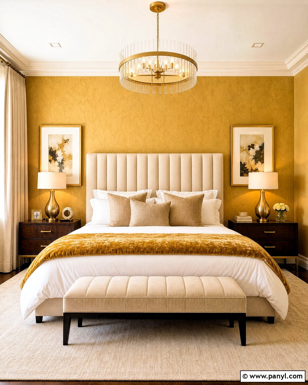 Luxury Golden Yellow Bedroom - 20 yellow bedroom aesthetic ideas