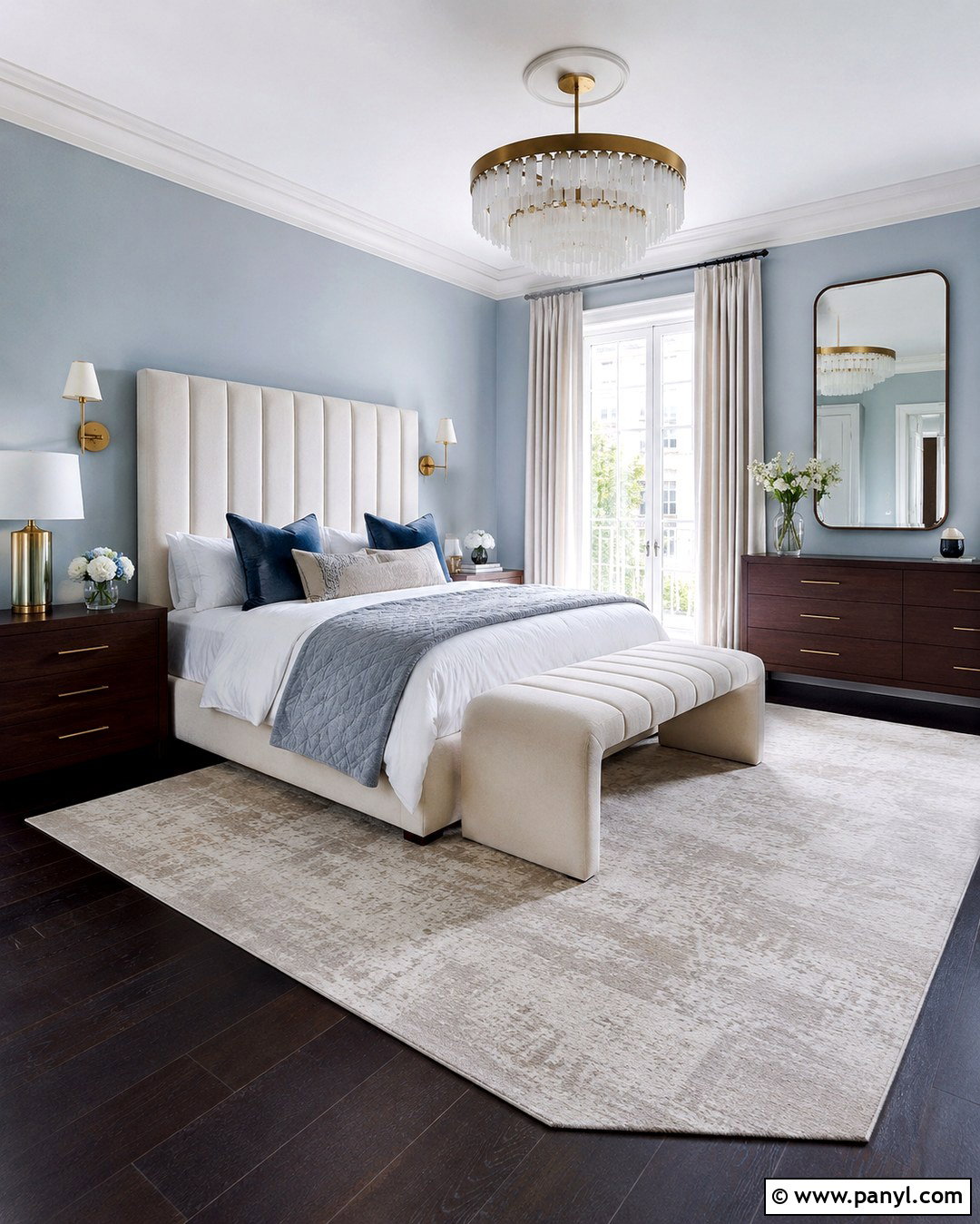 Luxury Light Blue Bedroom With Dark Wood Floors - 20 Light Blue Walls Dark Wood Floor Ideas