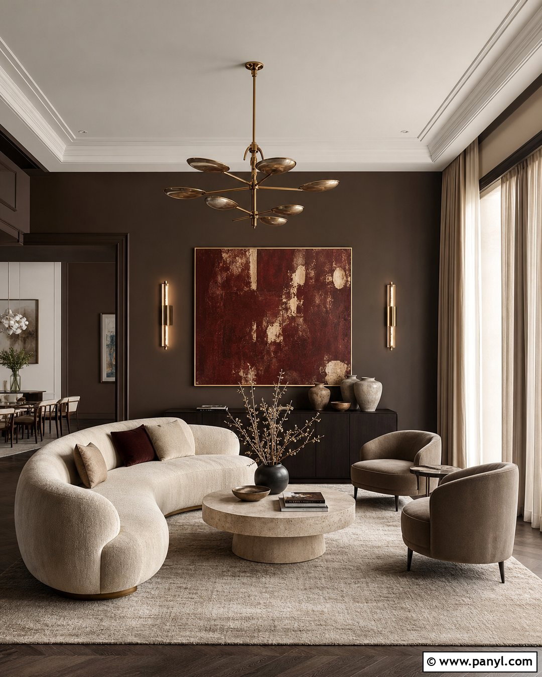 Luxury Living Room With Dark Brown Walls - 35 Dark Brown Walls Living Room Ideas