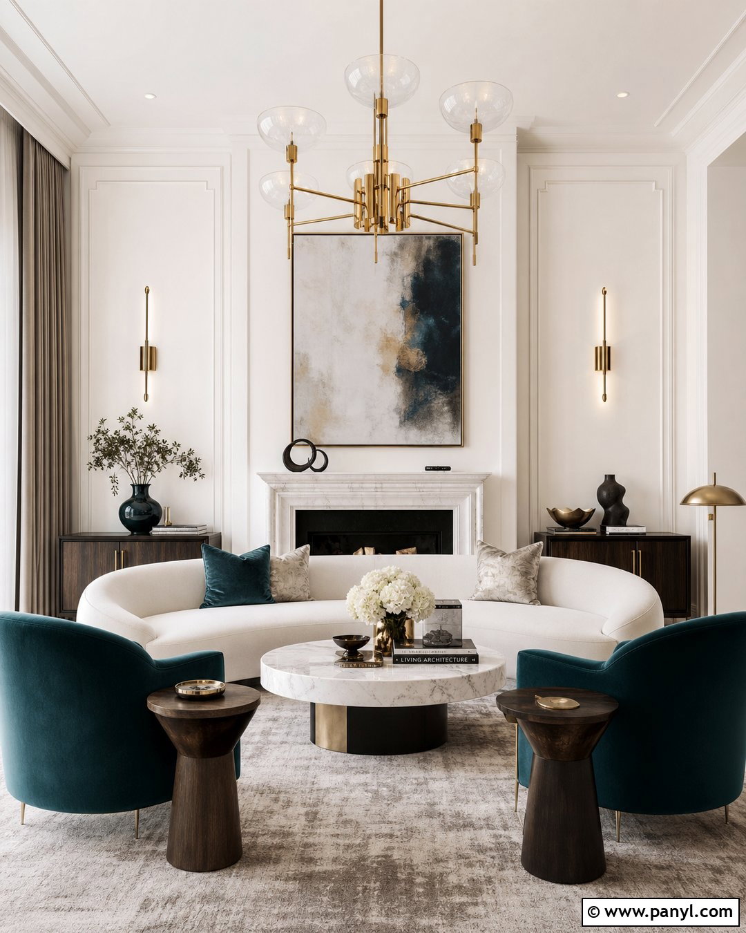 Luxury White Wall Living Room - 30 White Wall Interior Ideas