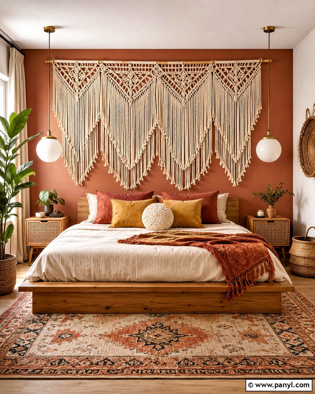Macrame Boho Accent Wall - 20 boho accent wall ideas