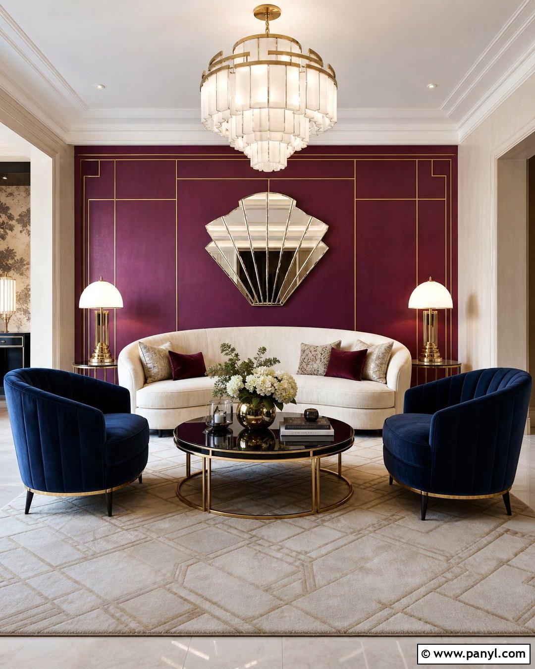 Magenta Art Deco Walls - 35 Magenta Walls