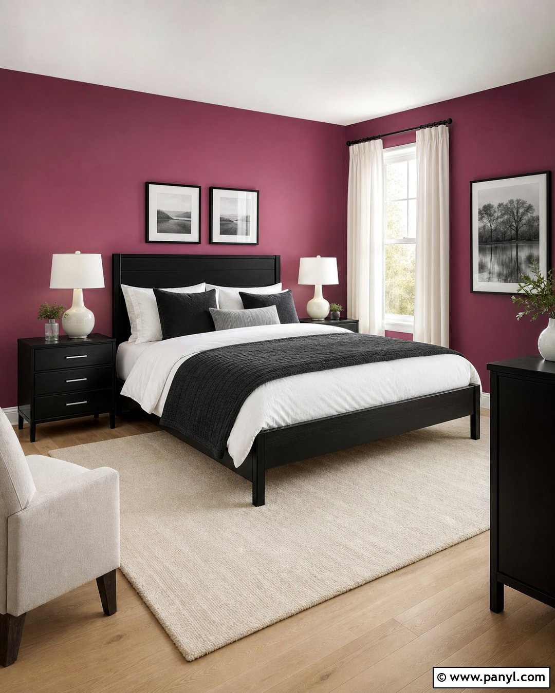 Magenta Bedroom Walls With Black Furniture - 35 Magenta Walls