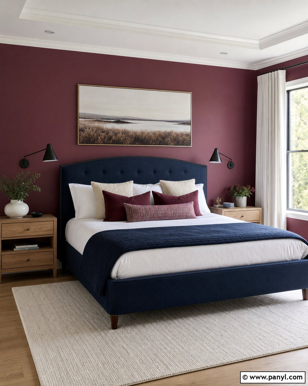 Magenta Bedroom Walls With Navy Bedding - 35 Magenta Walls