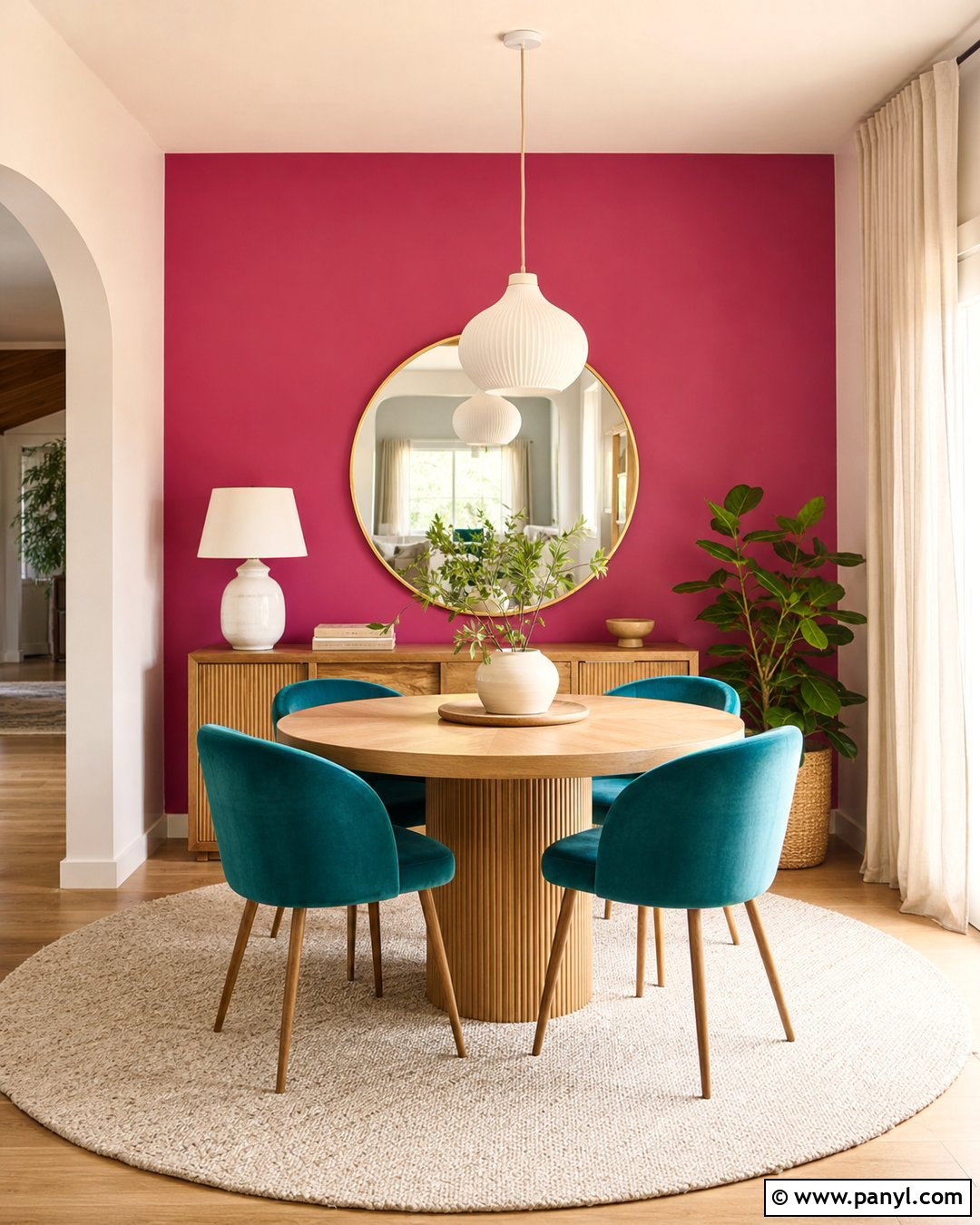 Magenta Dining Room Walls With Teal Chairs - 35 Magenta Walls