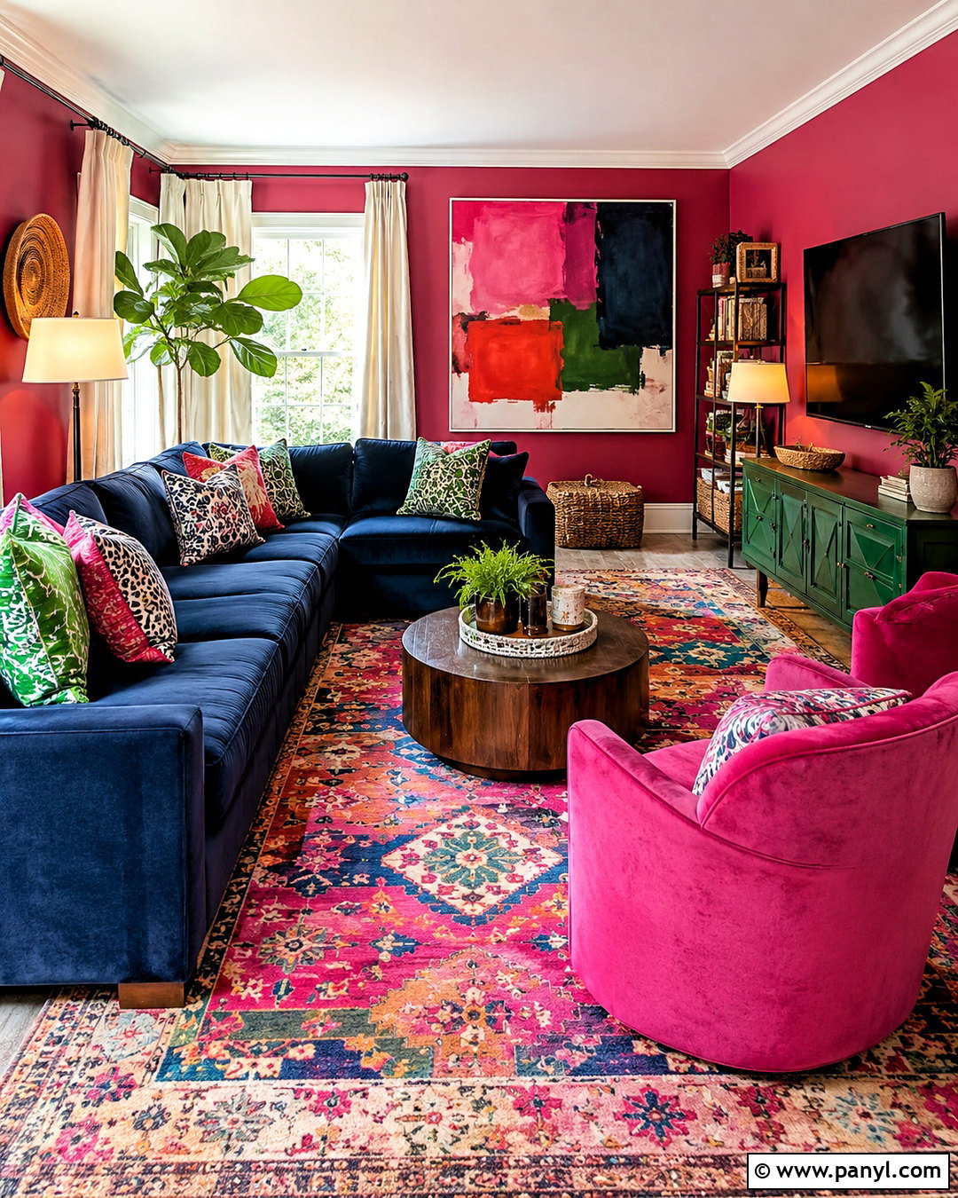 Magenta Eclectic Family Room - 20 magenta room ideas