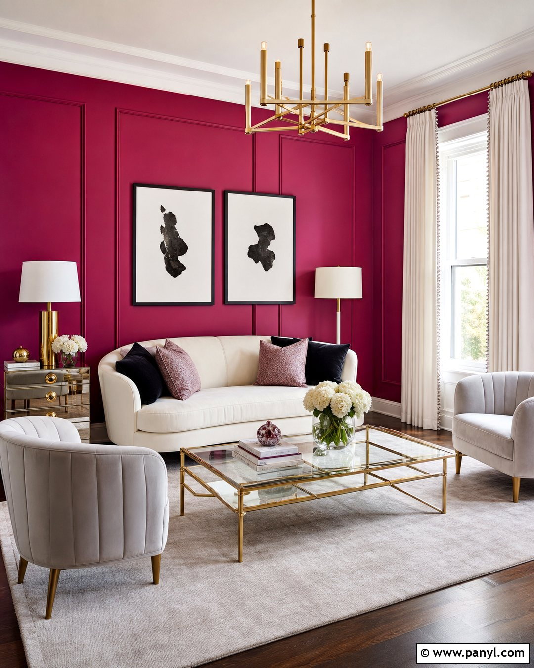 Magenta Glam Living Room Walls - 35 Magenta Walls