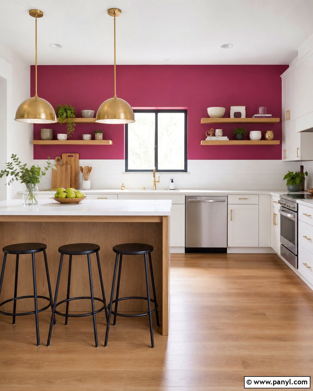 Magenta Kitchen Walls With White Cabinets - 35 Magenta Walls