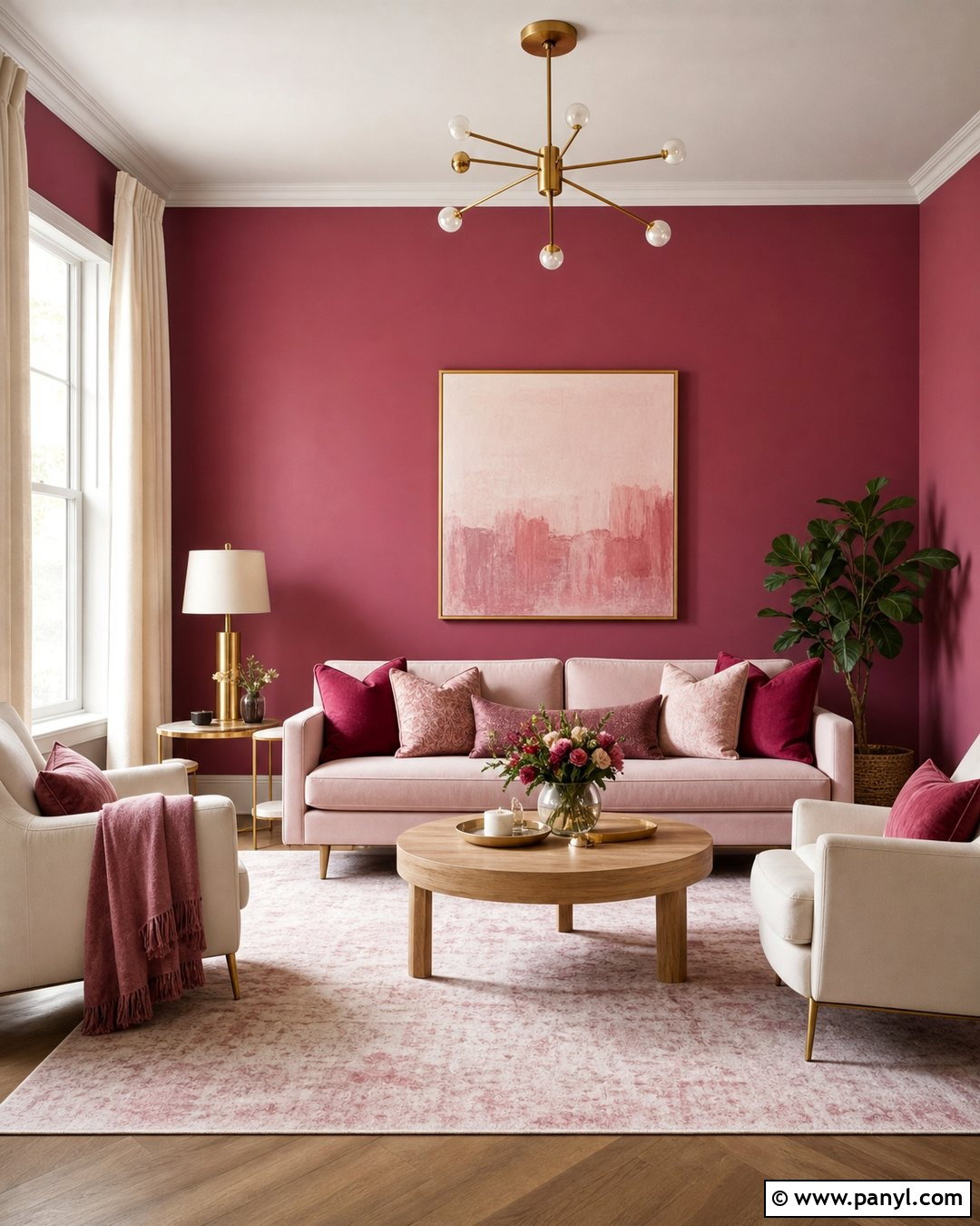 Magenta Living Room Walls With Blush Decor - 35 Magenta Walls