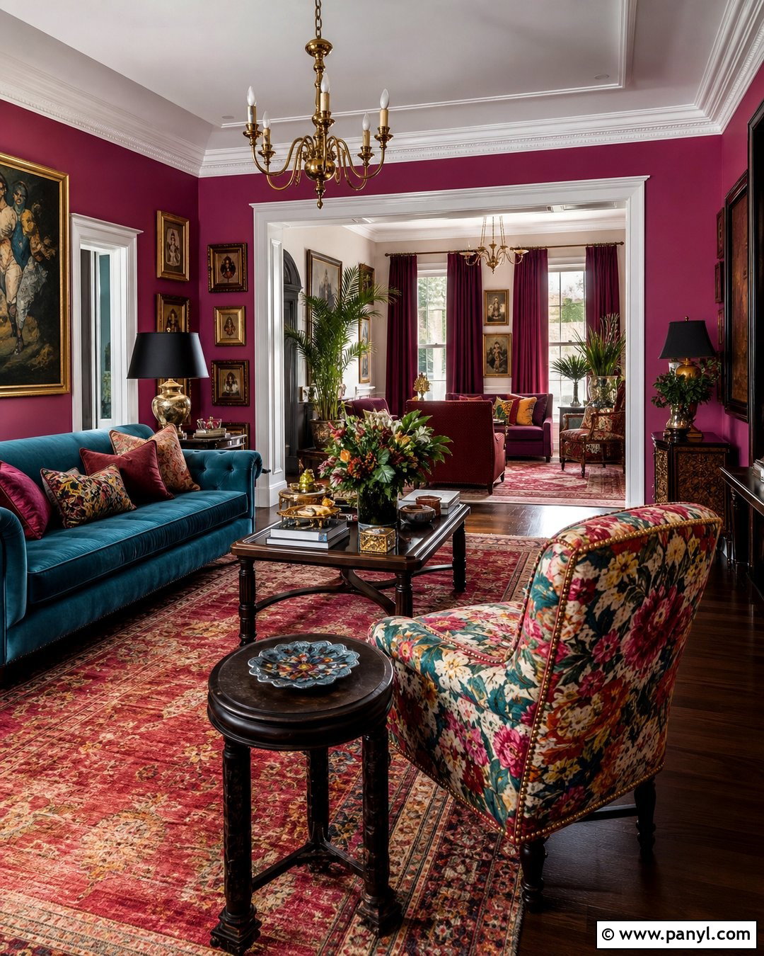 Magenta Maximalist Living Room Walls - 35 Magenta Walls
