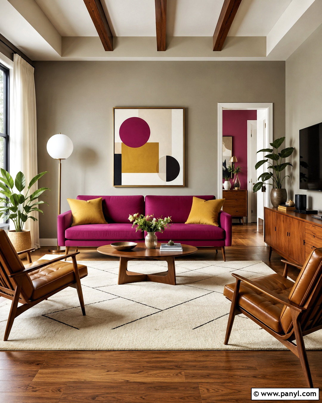 Magenta Midcentury Modern Room - 20 magenta room ideas